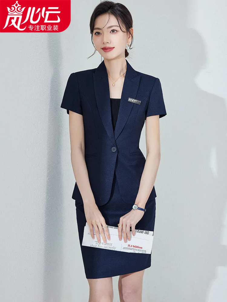 

Suit Women's Summer Business Temperament High-End Beauty Salon Pavilion of Regimen Golden Shop Hotel Front Stage Work Wear Cloth