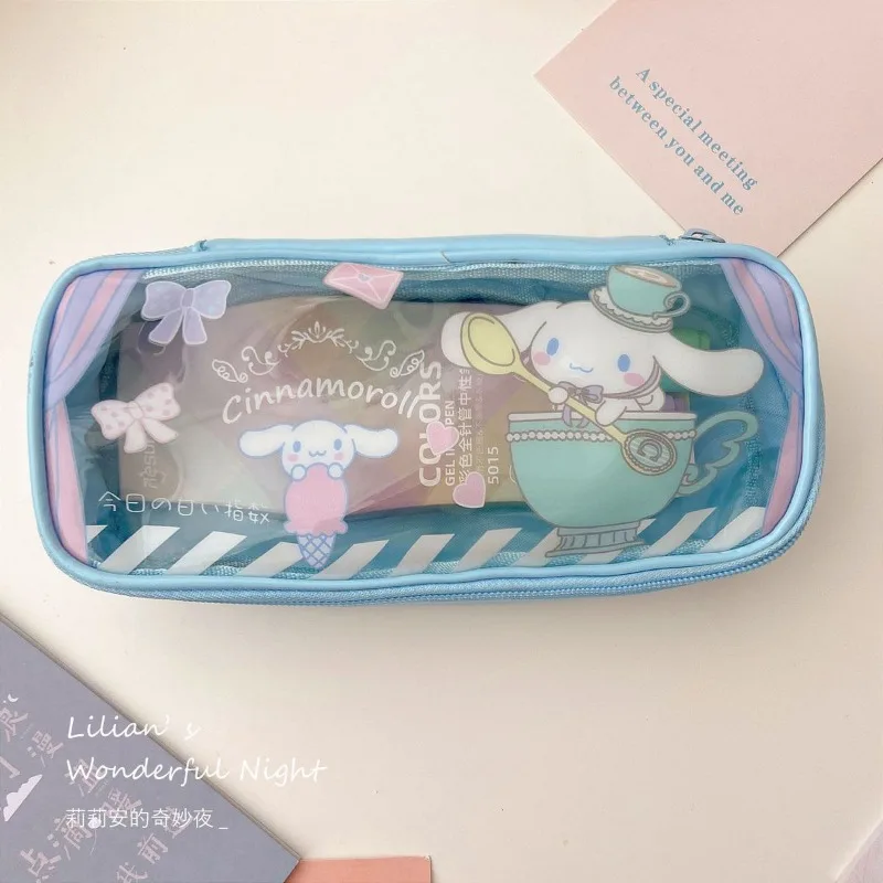 

Sanrio Cinnamoroll Anime Kawaii Children Pen Bag Cute My Melody Kuromi Student PVC Pencil Storage Case Ins Gifts for Kids