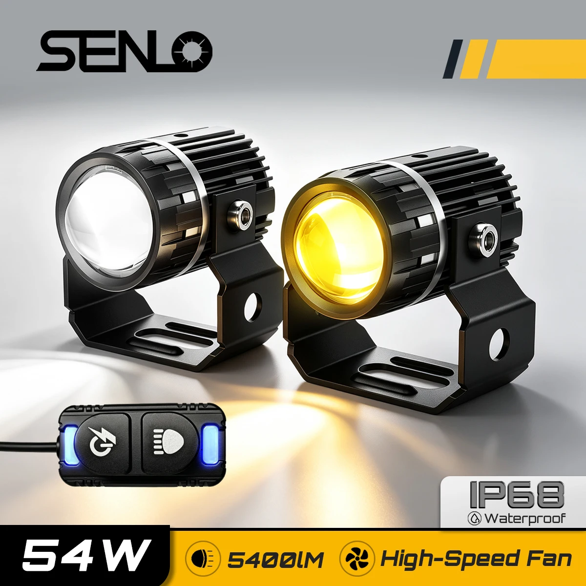 1Pair Senlo M1 Pro Mini projector lens fog light auxiliary LED Driving lamp 54W 5400LM bright Headlight spotlight For Motorcycle