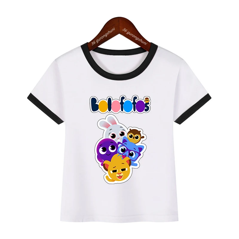 T-Shirt For Girls Cute Bolofofos Cartoon Print Girls Clothes Summer Boys T Shirt Funny Kids Clothes Short Sleeve Baby Shirt Tops