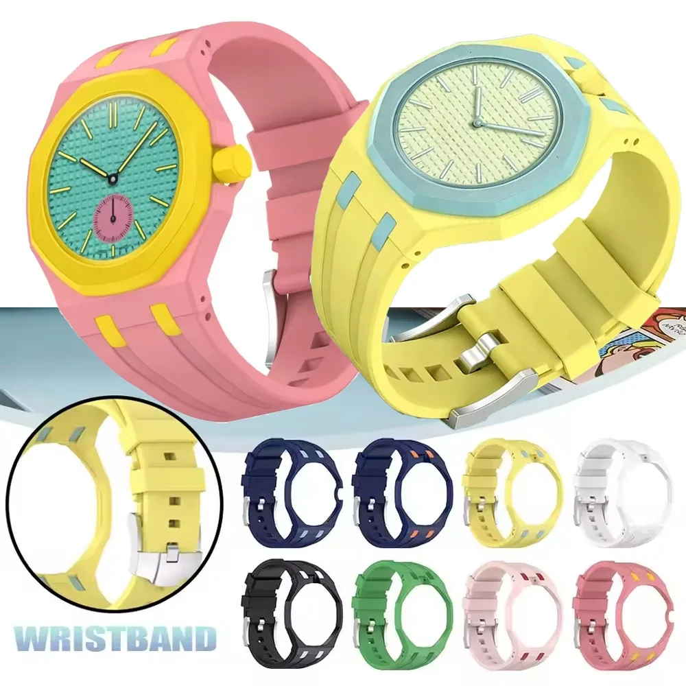 PC-Gehäuse-Schutzrahmen + Silikonband für Swatch X AP Royal Pop Pocket Modifikationskit, Wechsler für 2-in-1-integriertes Armband