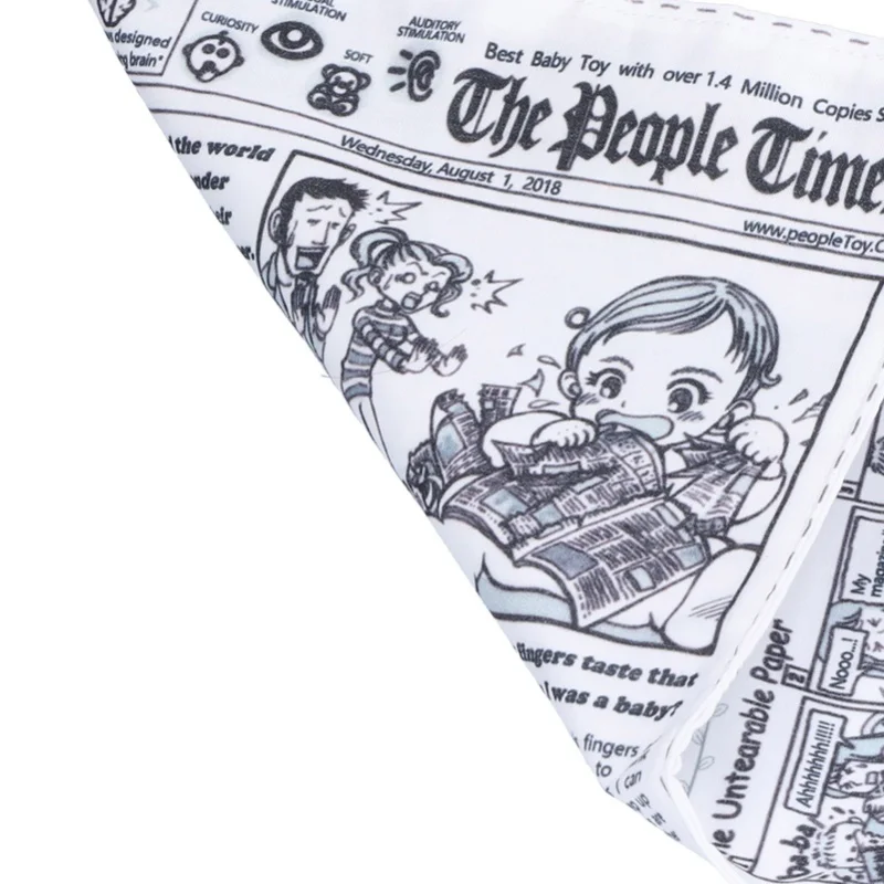 Livro de pano infantil, papel sonoro, primeiro livro de tecido para bebê, jornal de interação educacional precoce, jornal preto e branco