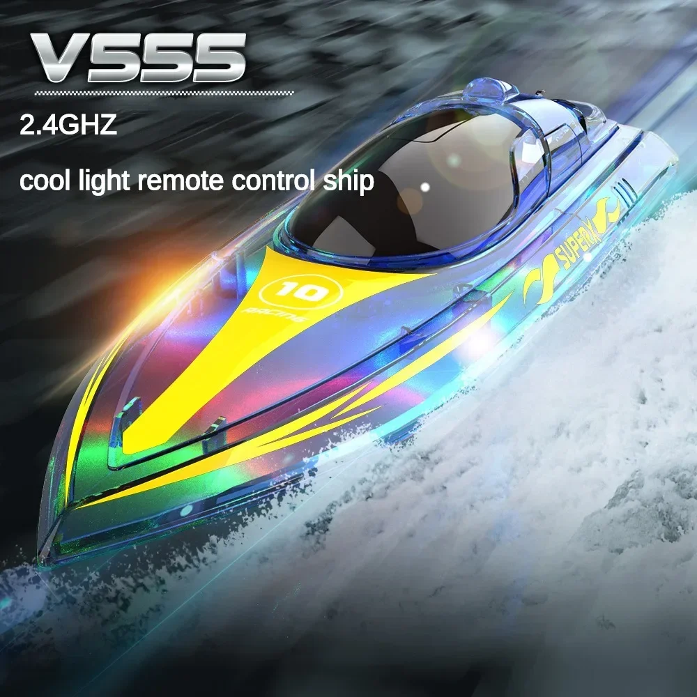 

Multifunctional High-Speed Remote Control Speedboat 2.4Ghz Smart Alarm Capsizing Reset LED Lighting Electric RC Boat Kids Toy