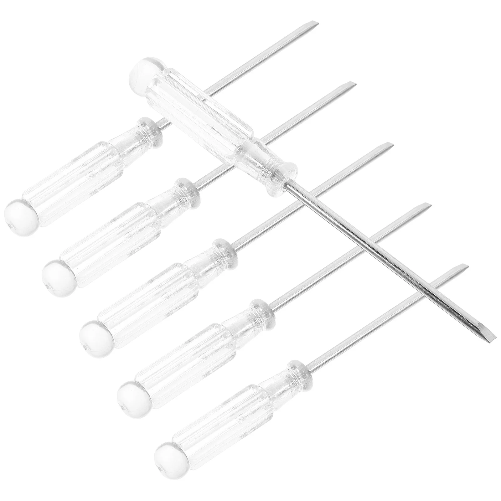 Set di cacciaviti trasparenti da 6 pezzi Strumento di riparazione in acciaio resistente Kit di riparazione portatile di piccole dimensioni Piccolo cacciavite a testa piatta