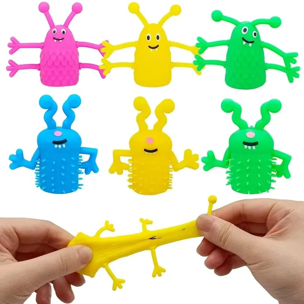 10pcs New Soft Rubber Finger Topper Toy Stretchy Soothing Doll Fidget Toy Mini Cartoon Dinosaur Hand Doll Kids