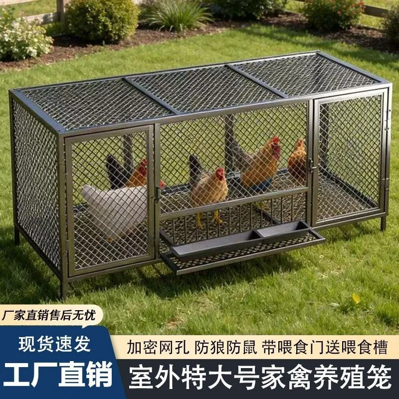 chicken-cage-household-outdoor-large-barbed-wire-indoor-automatic-manure-cleaning-chicken-cage-rural-breeding