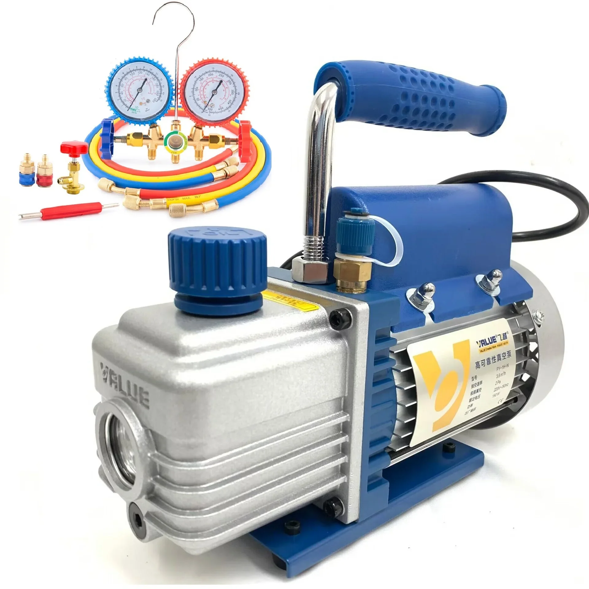 Pompe à vide monophasée FY-1H-N 150W pour climatisation, réfrigérant R134a, manomètre numérique pour kit de fluorage automobile