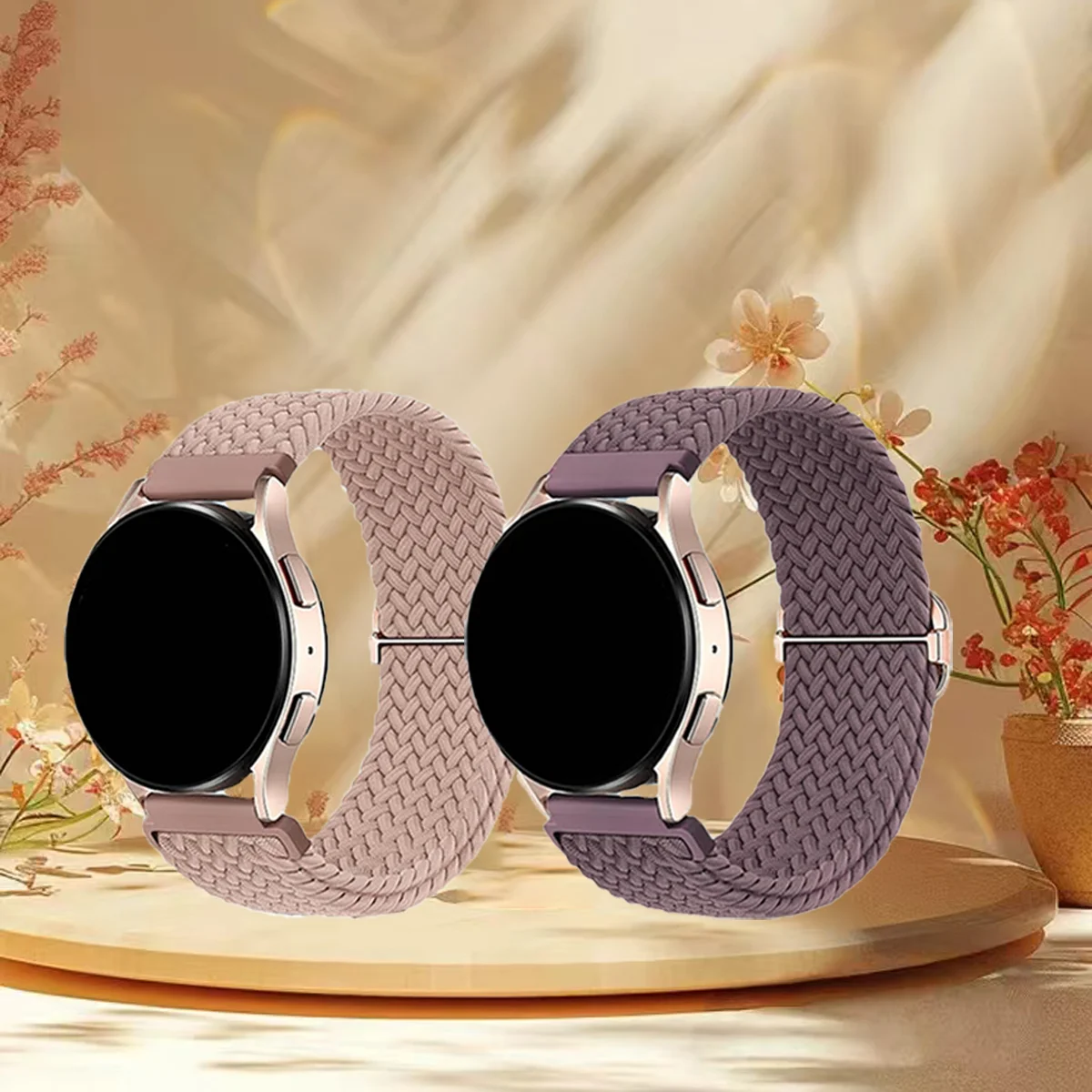 2 Pcs Nylon Braided Loop For Samsung Watch 7/Amazfit BIP6/Huawei watch GT6/Garmin vivoactive 5 For Woman Man Bracelets Wristband