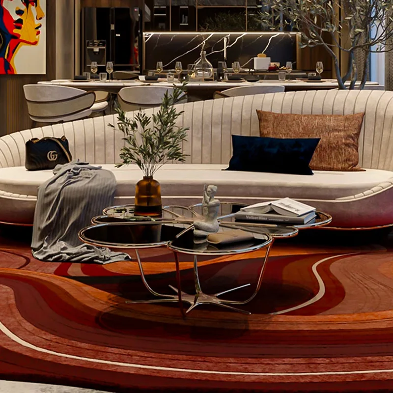 Italian stainless steel petal coffee table living room villa special-shaped tea table