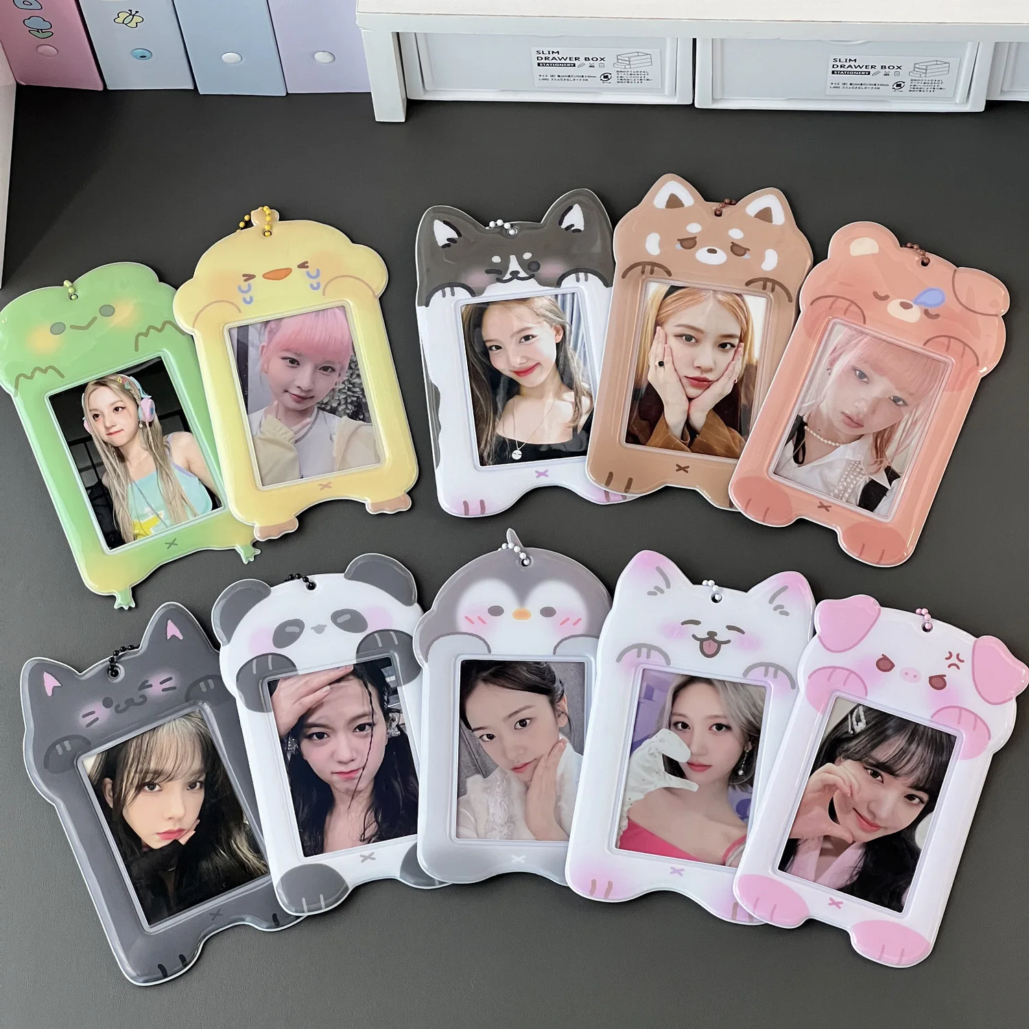 

Kawaii Animal 3 inch Kpop Photocard Holder Photo Card Holder Bag Pendant School Stationery