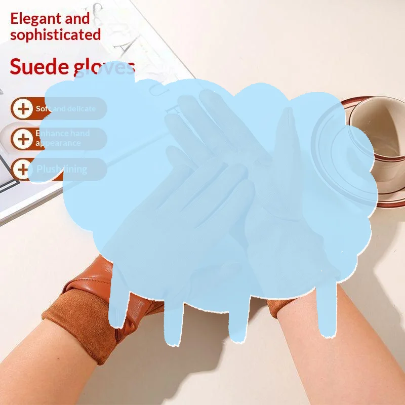 Elegant Women's Suede Winter Gloves Touch Screen Compatible Velvet Lined Warm 1 Pair for Commuting Dating