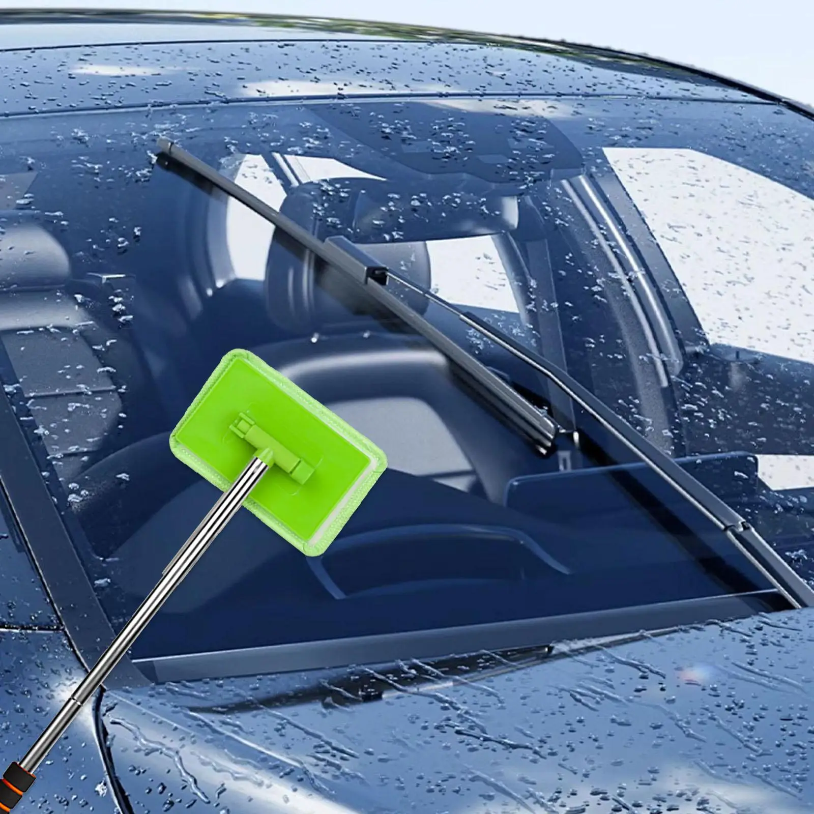 Car Window Cleaner Extendable Long Handle Household Office Cleaning Telescopic Microfiber Window Cleaning Tool Car Washer Tool