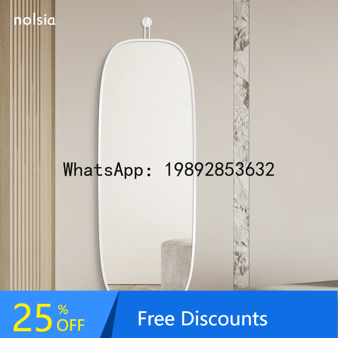 YFY French Style High-Definition Dressing Mirror Wall-Mounted  Wall Hanging Full-Length Mirror Wall-Sticking Entrance Hallway
