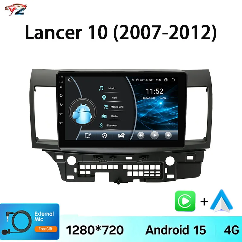 Android Car Stereo Multimedia For Mitsubishi Lancer 10 CY 2007 - 2012 Navigation Autoradio Carplay Head Unit 4G DSP RDS 2Din