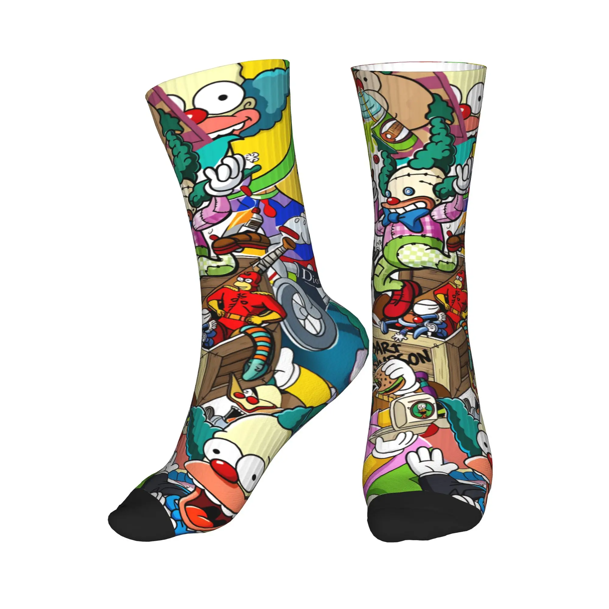 Men Socks Funny Clown Funny S-Simpsons Collage  Stockings Non-Slip Medium Soft Socks Spring Casual Custom Outdoor Socks