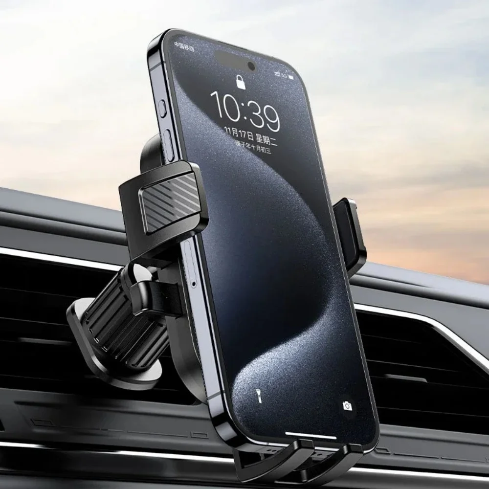 Universal Auto Lock Car Phone Mount Air Vent Cell Phone Holder Stable Anti‑Drop Hands‑Free Car Smartphone Bracket for iPhone 15