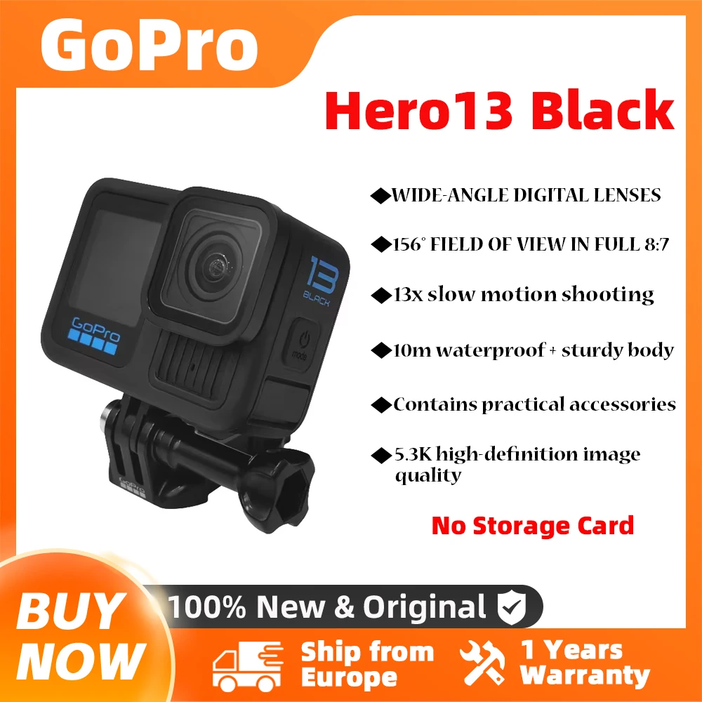 Caméra sportive GoPro Hero13 Black, étanche et anti-vibrations, pour le cyclisme, vidéo 5.3K, caméra sportive en direct, Go Pro Hero 13