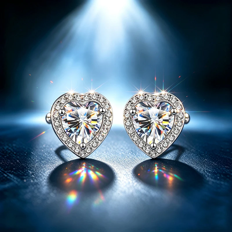 0,5-2ct D-Farbe VVS1 Herzschliff Moissanit Ohrstecker S925 Silber Halo-Fassung Ohrringe GRA-Zertifikat Edelschmuck – Detail 13