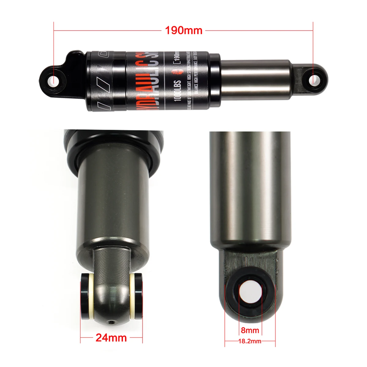 CNC Bicycle Rear Shock Absorber Aluminium Alloy Mountain Bike Hydraulic Rear Shock Absorber 125mm 150mm 165mm 180mm 190mm 200m