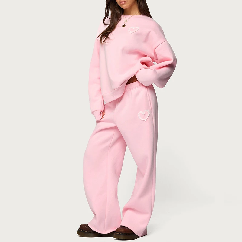 

Женский комплект брюк, осенний повседневный свободный крой с длинным рукавом, пуловеры, топы + широкие брюки, одинаковый костюм из 2 предметов, осенняя одежда для отдыха