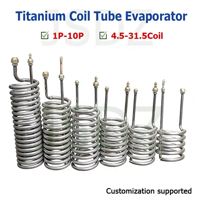 

1pcs Pure Titanium tube Coil Evaporator for 1HP/1.5P/2P/2.5P/3P/5P~10P Aquarium Chiller Heat Exchanger Fish Tank In Seafood Pond