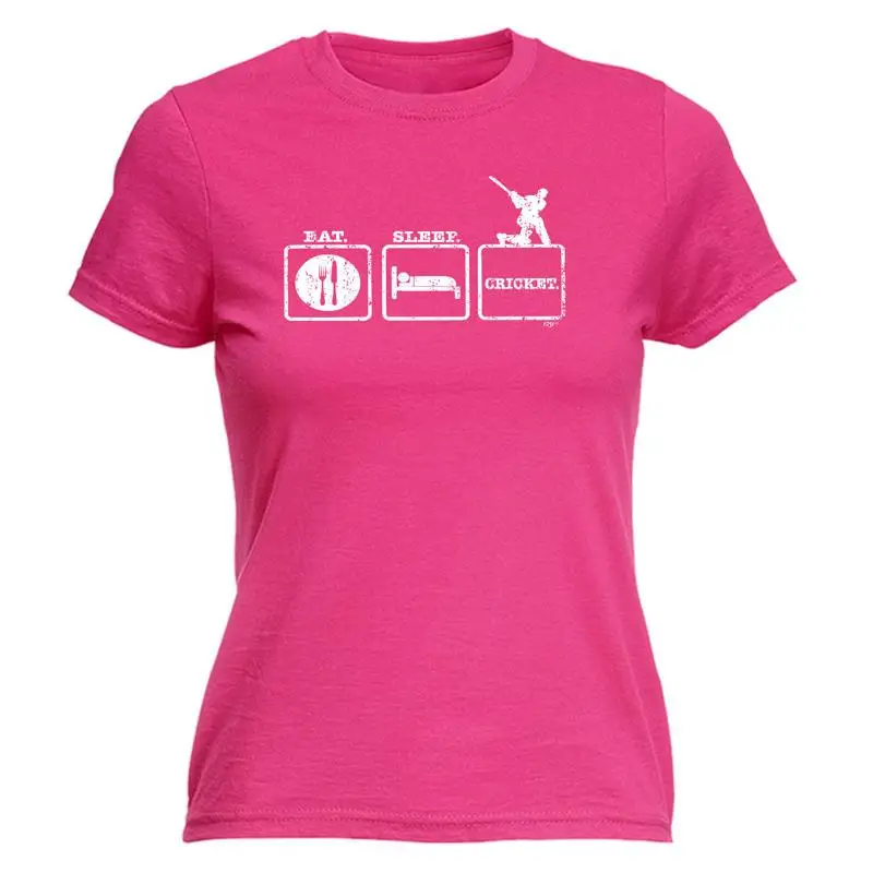 

Eat Sleep Cricket Womens T Shirt Funny Novelty Gift