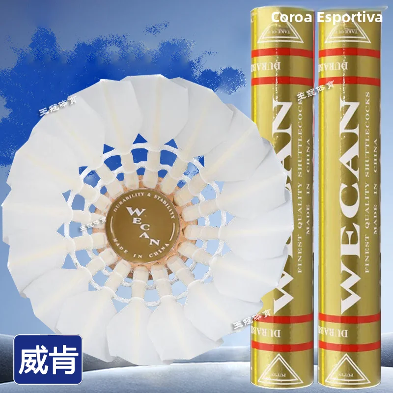 volants-de-badminton-wecan-gold-eagle-durables-et-stables-pour-la-competition-qualite-professionnelle-tige-en-bois-plumes-de-canard