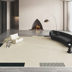 Modern Art Carpets for Living Room Luxury Line Bedroom Decor Rug Home Large Area Thickened Floor Mat Cream Style Study Carpet