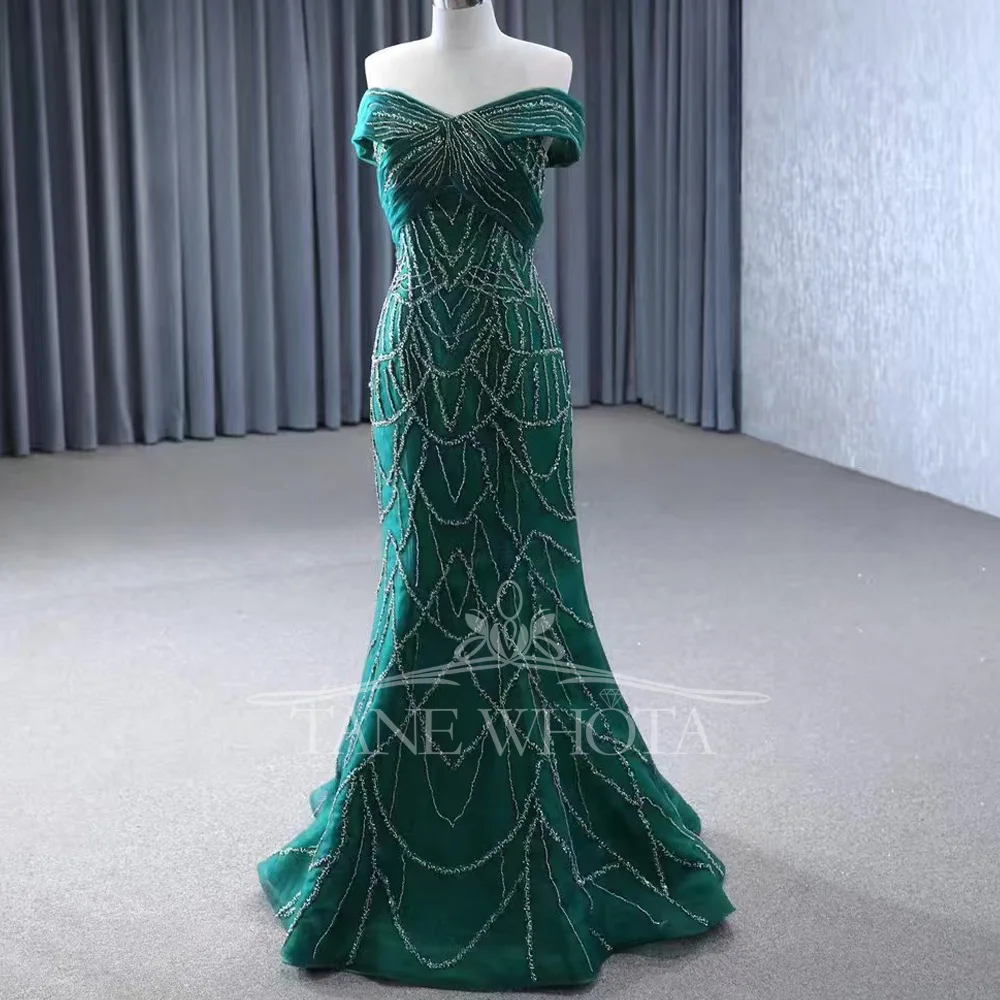 Rose-Red Off The Shoulder Beaded Evening Dress With Sweetheart Lace Up Back And Detachable Train For Luxury Prom Occasions