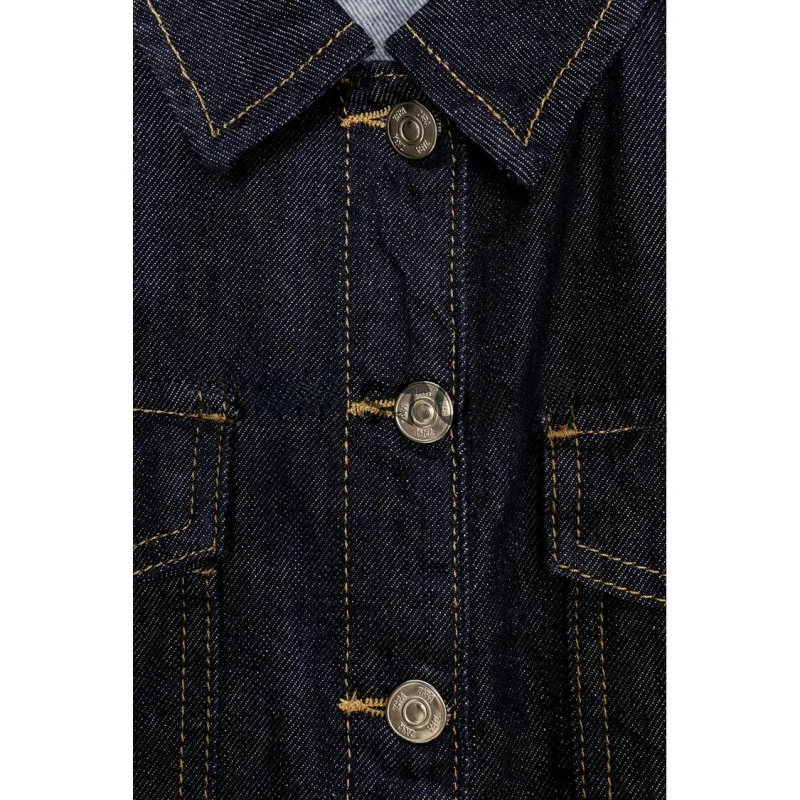 Automne nouveau femmes a-ligne ourlet bulle longue col Sve Denim Jaet vêtements d'extérieur en Fiber de Polyester dames Faion européen Sle