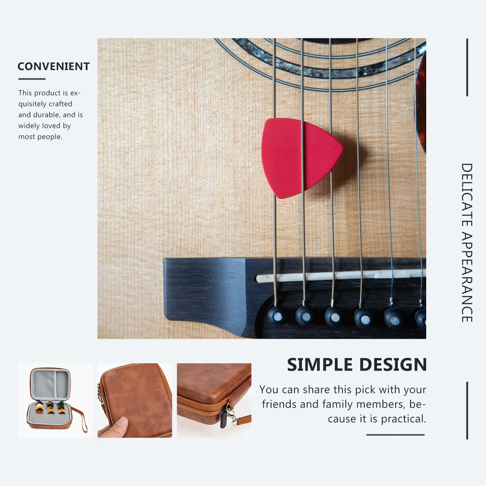 Púa para guitarra acústica, púas gruesas, soporte portátil, accesorios, púas