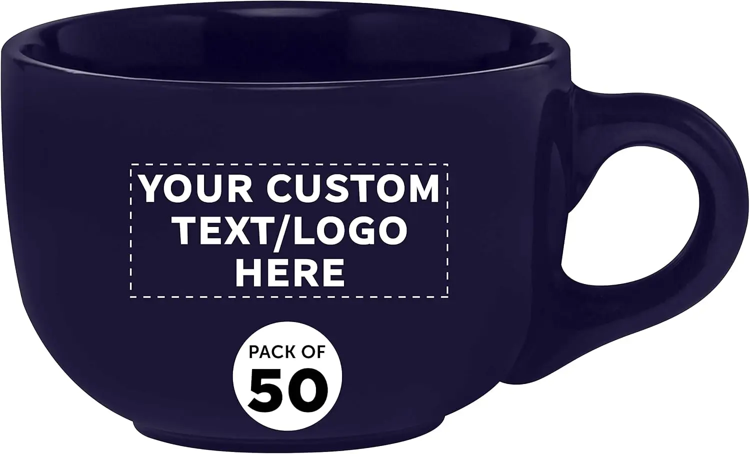 Custom Ceramic Cappuccino Mugs 18 oz. Set of 50, Personalized Bulk Pack - Perfect for Coffee, Tea, Espresso, Hot Cocoa, Other Be