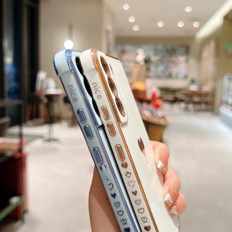Luxury Love Heart Side Pattern Cover Case For Samsung Galaxy S25 S24 S23 S22 Ultra S21 S20 FE A 16 14 24 34 54 15 25 35 55 13 23