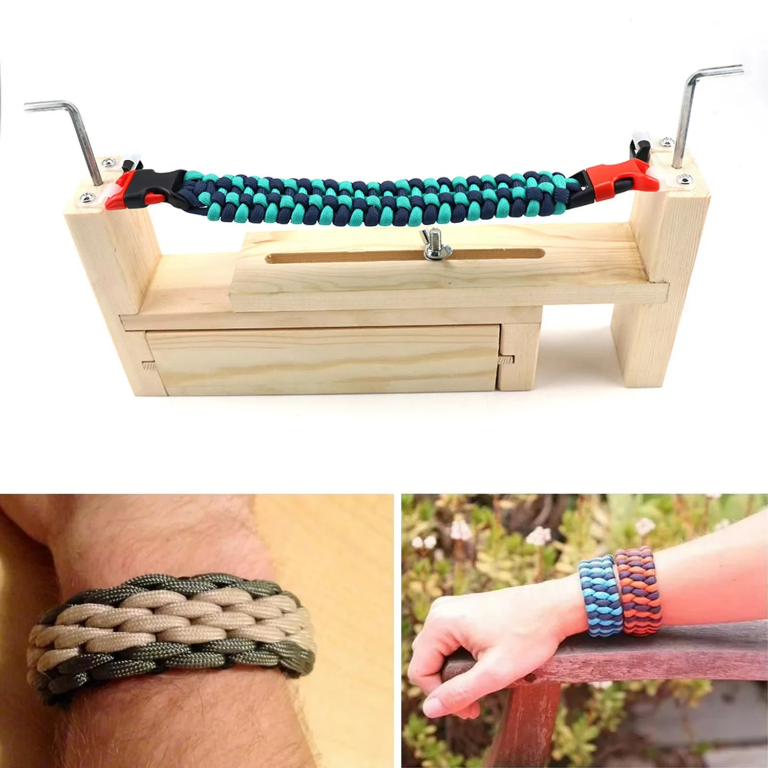 

Bracelet Woven Workbench Length Adjustable 7.8-13.8 Inches Manual Wooden Paracord Jigs Set DIY Tool Rope Weaving Maker Platform