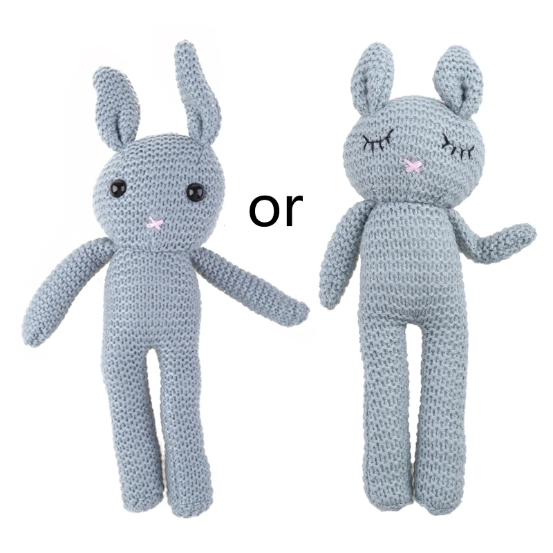 8’’ Small Size Stuffed Bunny Crochet Wool for Doll Pendant Interactive Toy for Baby Emotion Smooth Office Automobile D5QA