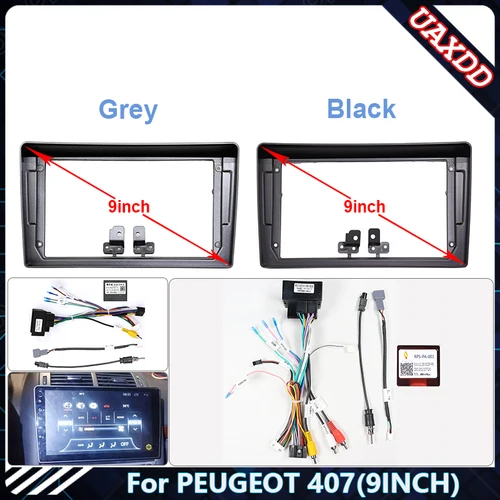 Para 2005-2008 PEUGEOT 407(9 pulgadas) fascias de Radio de coche Android GPS reproductor estéreo MP5 2 Din unidad principal Panel instalación de marco de tablero