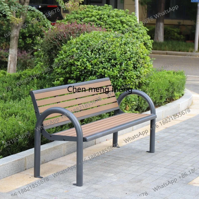 

Customized Outdoor Bench WPC Seat Backrest Powder Coated Steel Frame Garden Park Furniture