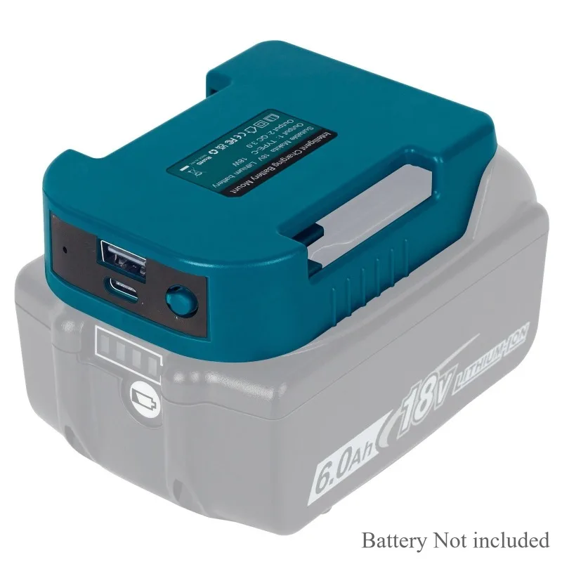 

1pc Fast Charger Rack for Makita 18V Lithitum Battery Portable Adapter with 5V USB Port and 18W Type-C Port Fast Charging