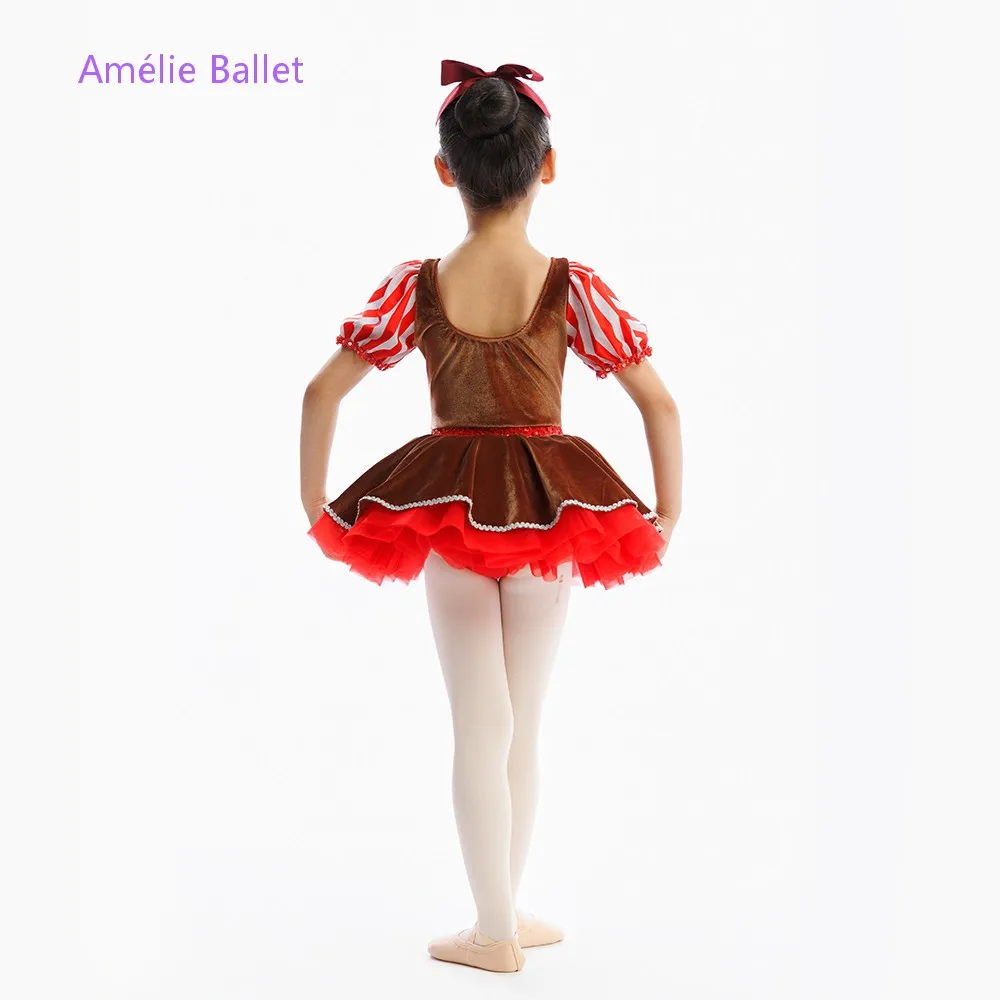 C26053 novos trajes de balé marrom e vermelho veludo superior corpete ballet tutu crianças desempenho palco ballet dança traje dancewear
