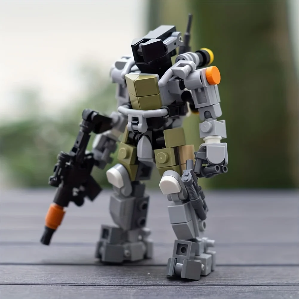 Kit de construção de robô MOC, figura de ação com armadura, modelo de brinquedo colecionável para crianças e adultos, presente de Natal e aniversário