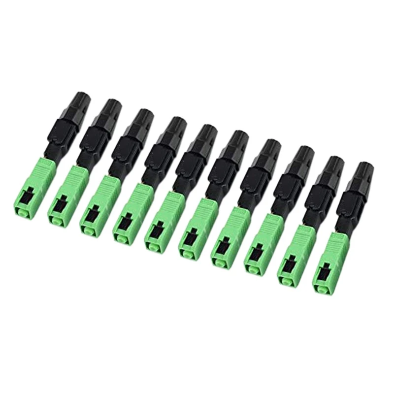 10Pcs Sc/Apc Fiber Optic Connector Embedded Single Mode Component Fiber Optic Quick Connector-Black + Green