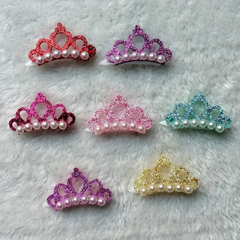 Pet Hair Clip Crown Pearl Hair Ornament Teddy Dog Hairgrip Kitten Cute Pet Hairpin Puppy Hair Grooming Accesorios Pet Supplies