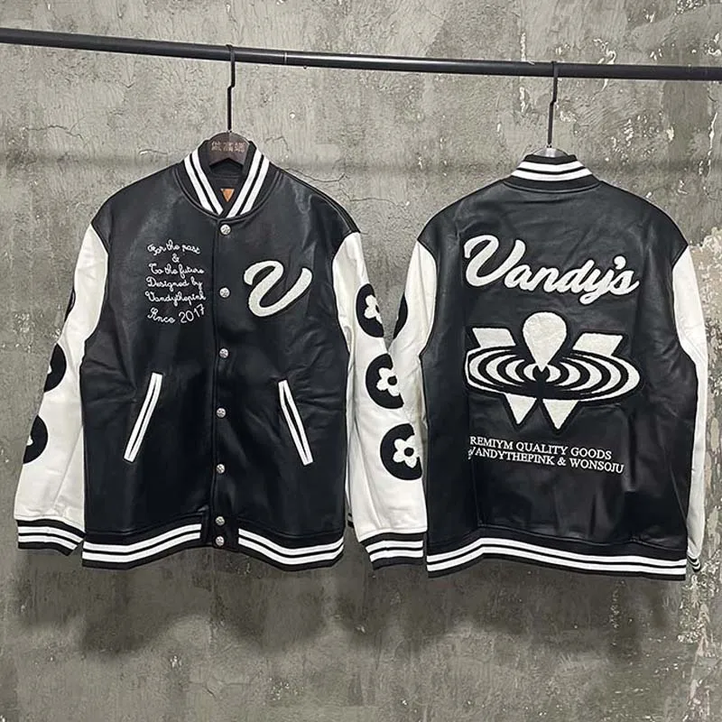 American StreetWear Vandy The Pink Embroidered Logo Baseball Clothing Autumn High Street Men's Women's Fashion Casual Jackets