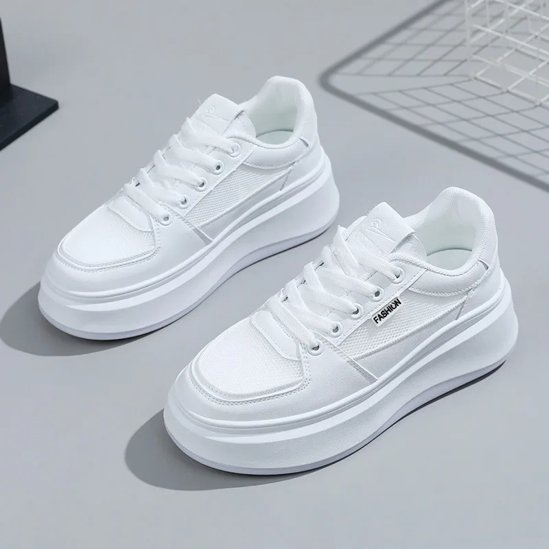 Women Sneakers Zapatillas Mujer White New Fashion Casual Sports Shoes Women Lace-up Mesh Breathable Women's Running Shoes 5125