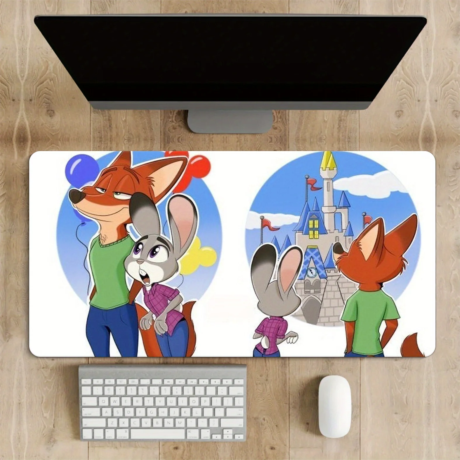 Podkładka pod mysz Disney Zootopia Judy Hopps i Nick Wilde - wysokiej jakości, antypoślizgowa gumowa podstawa, żywotne grafiki, mata na biurko do biura i gier.