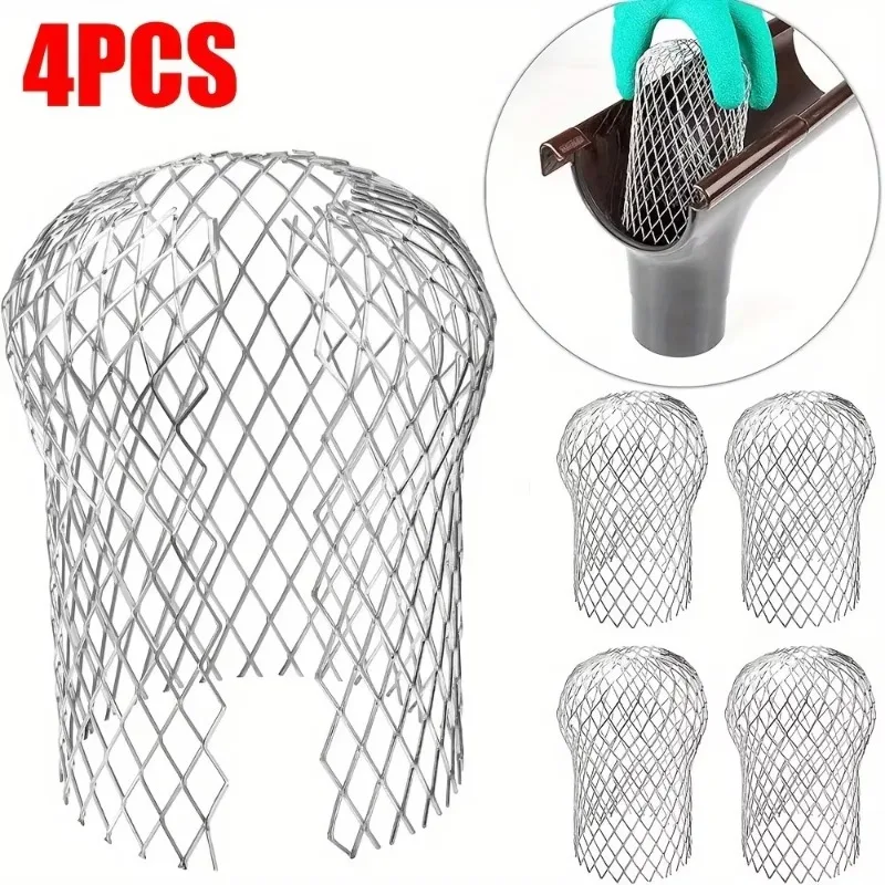 4pcs Metal Aluminum Filter Drainage System Gutter Leaf Debris Deposit Trap Protective Drainage Pipe Waterproof Gardening