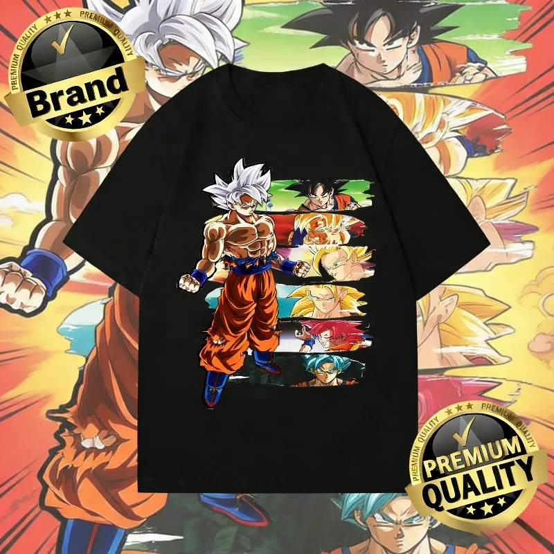 

Летняя футболка унисекс 2026 года в стиле ретро Dragon Ball с принтом Гоку (все формы), оверсайз, повседневная, уличная одежда
