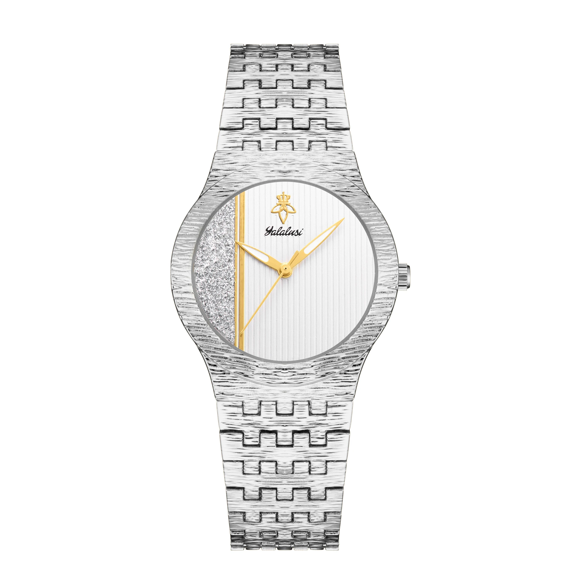 YaLaLuSi Modische Runde Glitzernde Mehrfarbige Quarzuhr mit Stahlarmband – Lässiger Unisex-Zeitmesser, Perfekt als Geschenk Reloj – Detail 13
