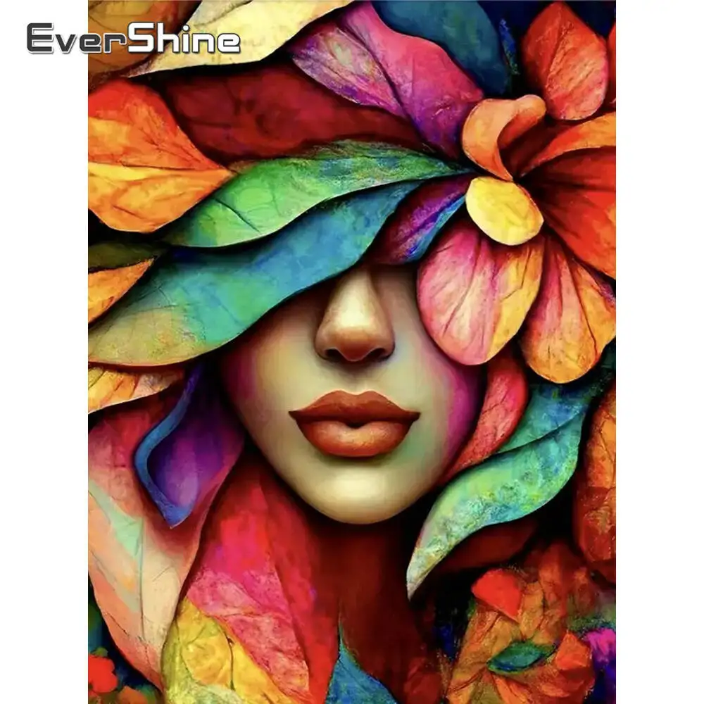 

Evershine Diamond Painting Woman Portrait DIY Pattern For Adults Beginners Diamond Mosaic Flower Craft Kit Handmade Gift