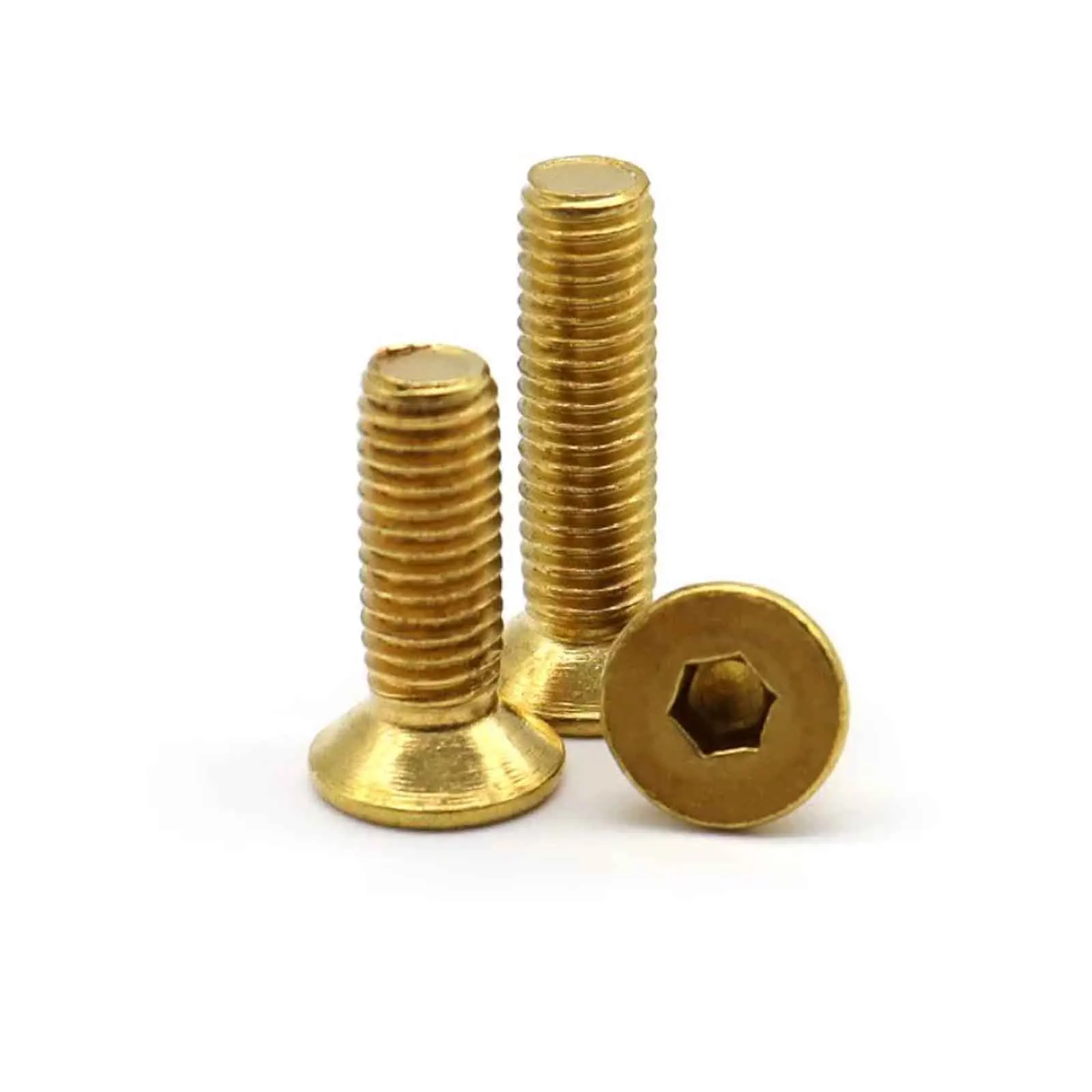 3/30pcs DIN7991 Solid Brass Countersunk Flat Head Hex Socket Screws, Pure Brass Allen Socket Flat Cup Bolts, M2 M2.5 M3 M4 M5 M6